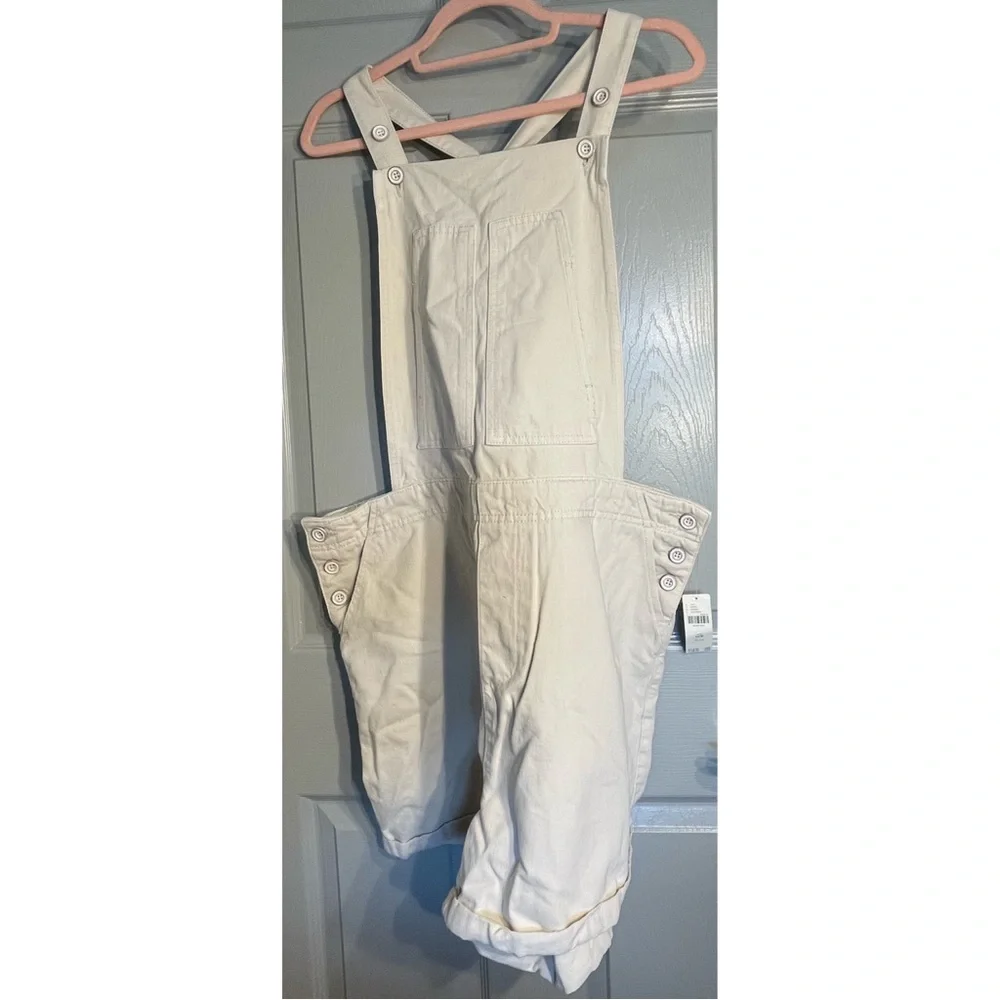 Anthropologie Pilcro Relaxed Short Overalls Ivory NWT Size 16W - Picture 8 of 16